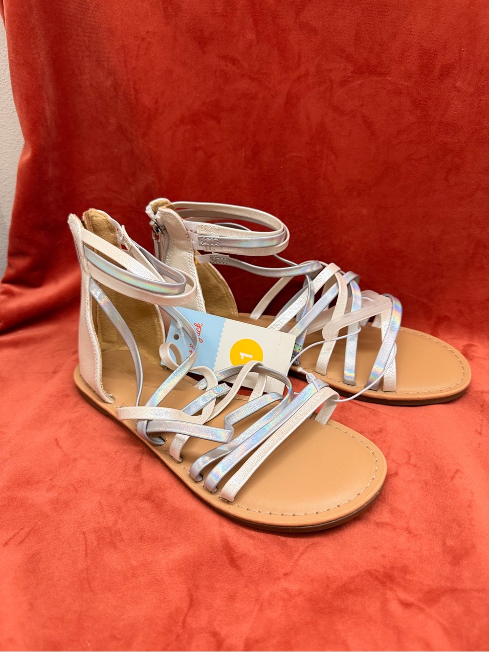 Cat & Jack Iridescent White Strappy Kids Gladiator Sandals